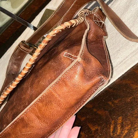 Bed Stu Leather Frankie Crossbody Shoulder Bag Teak Rustic Brown Retail $175